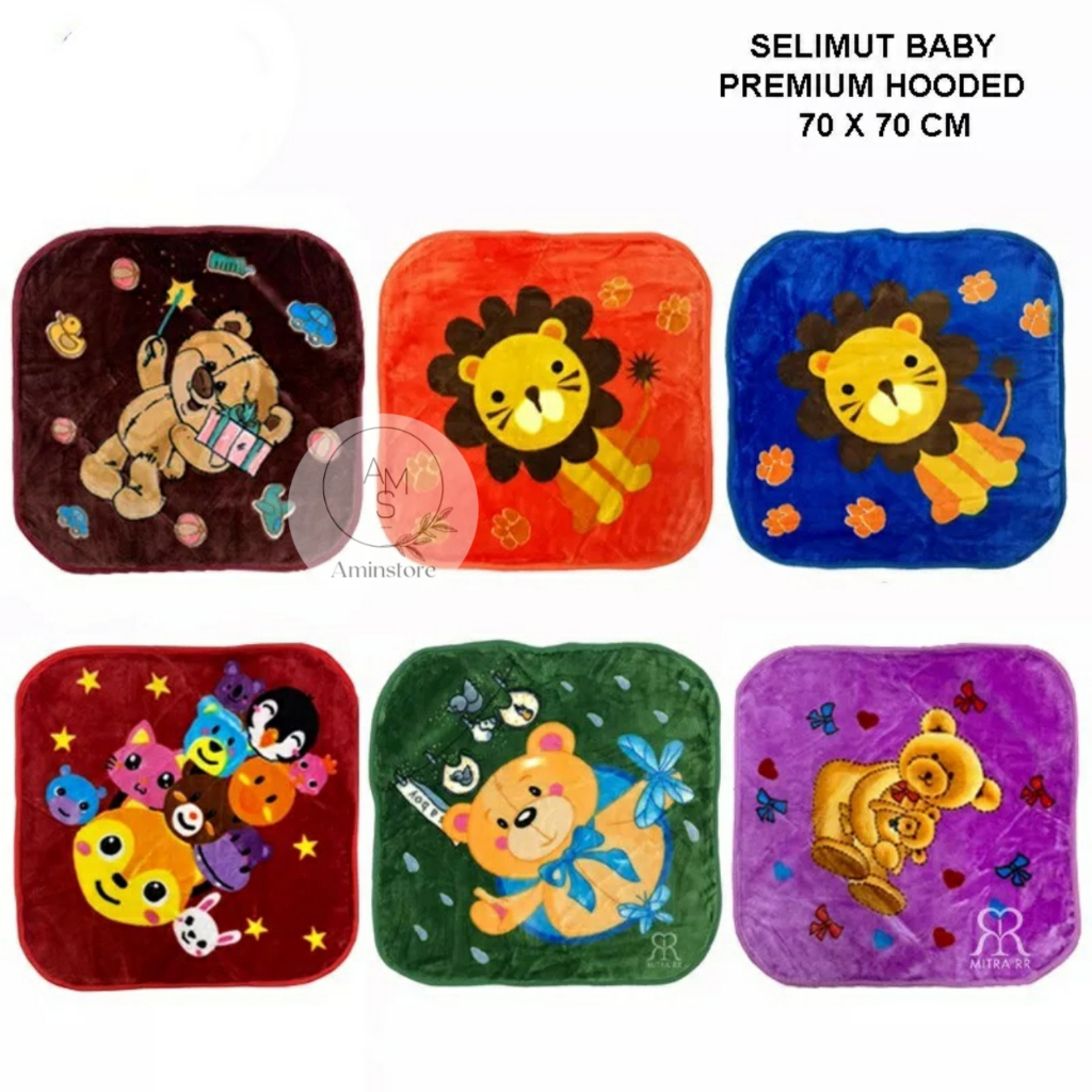 Selimut Bayi Bulu PREMIUM ukuran 70 x 70 cm BRYAN / Selimut Topi