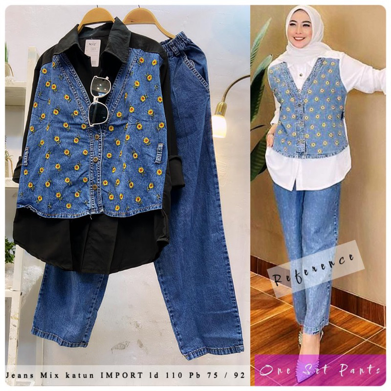 One set katun mix jeans