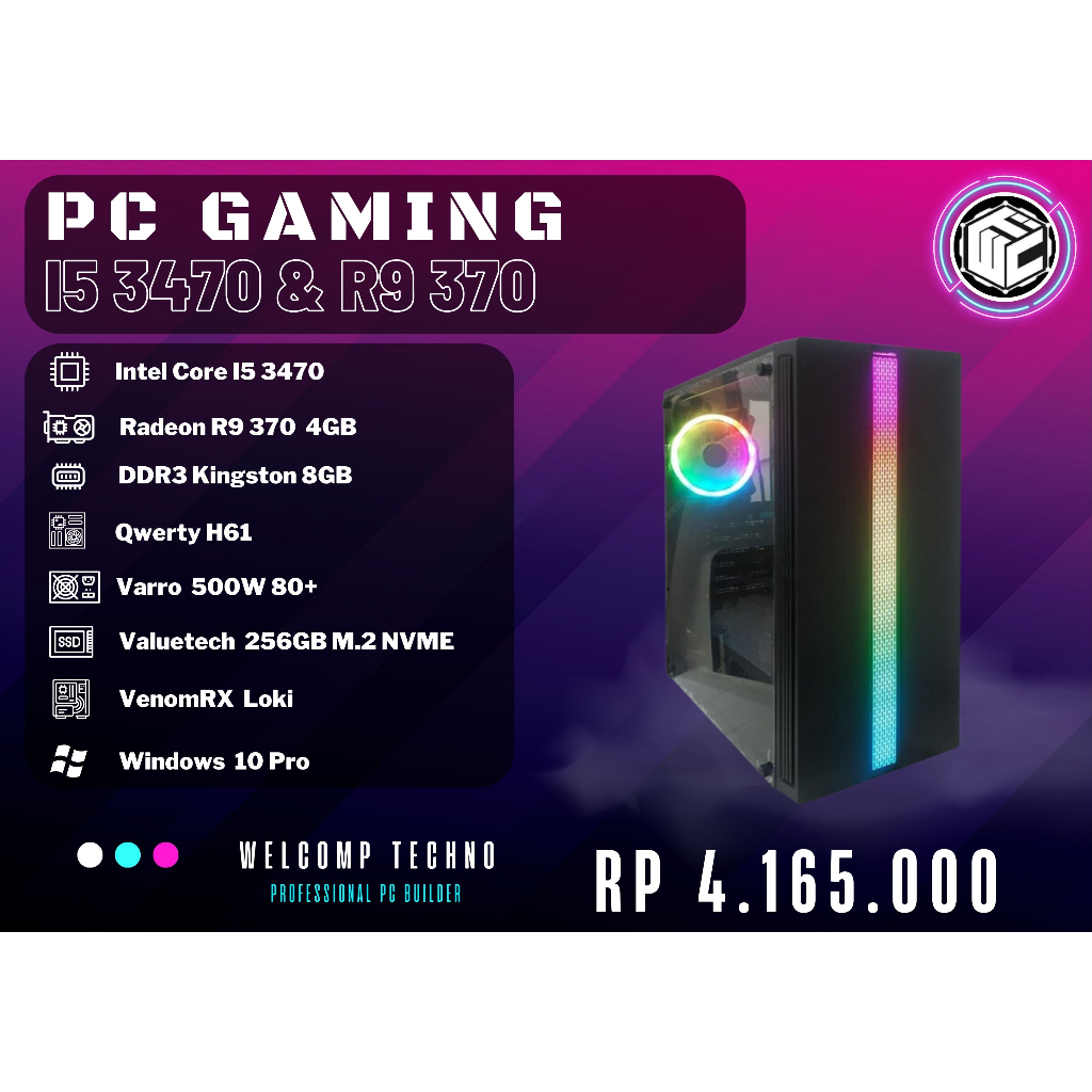 Komputer PC Gaming i5 3470 / 8GB / 256GB NVME / R9 370 4GB / Loki