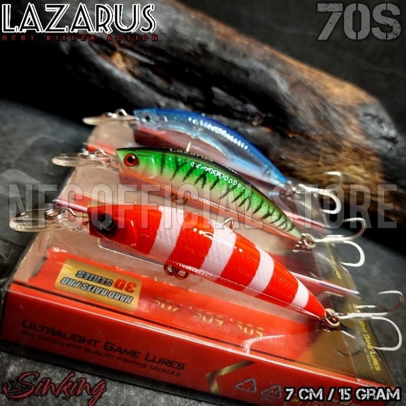 LAZARUS OX's 70s Lure Minnow Sinking 7 cm 15 gram Hook BKB 4X STRONG
