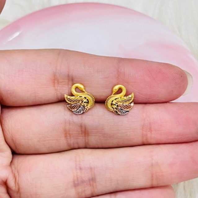 giwang angsa swan colourful simple elegant emas asli kadar 700