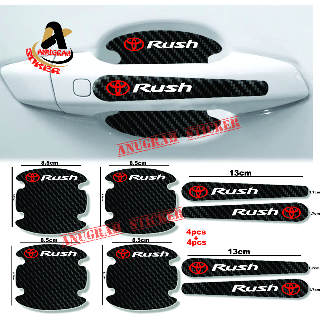 8pcs Stiker karbon Handle mobil Anti Gores Pelindung Pintu Carbon mobil toyota rush