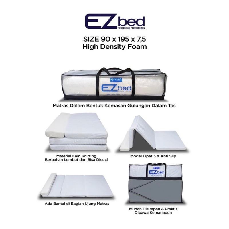 Matras Spring Bed Ocean Ez Bed kasur lipat Foldable dalam tas