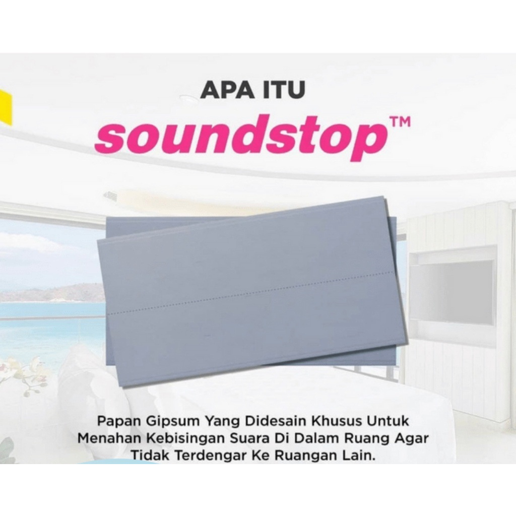 Papan Gipsum KEDAP SUARA SOUNDSTOP 12 mm - Gypsum Jayaboard Partisi