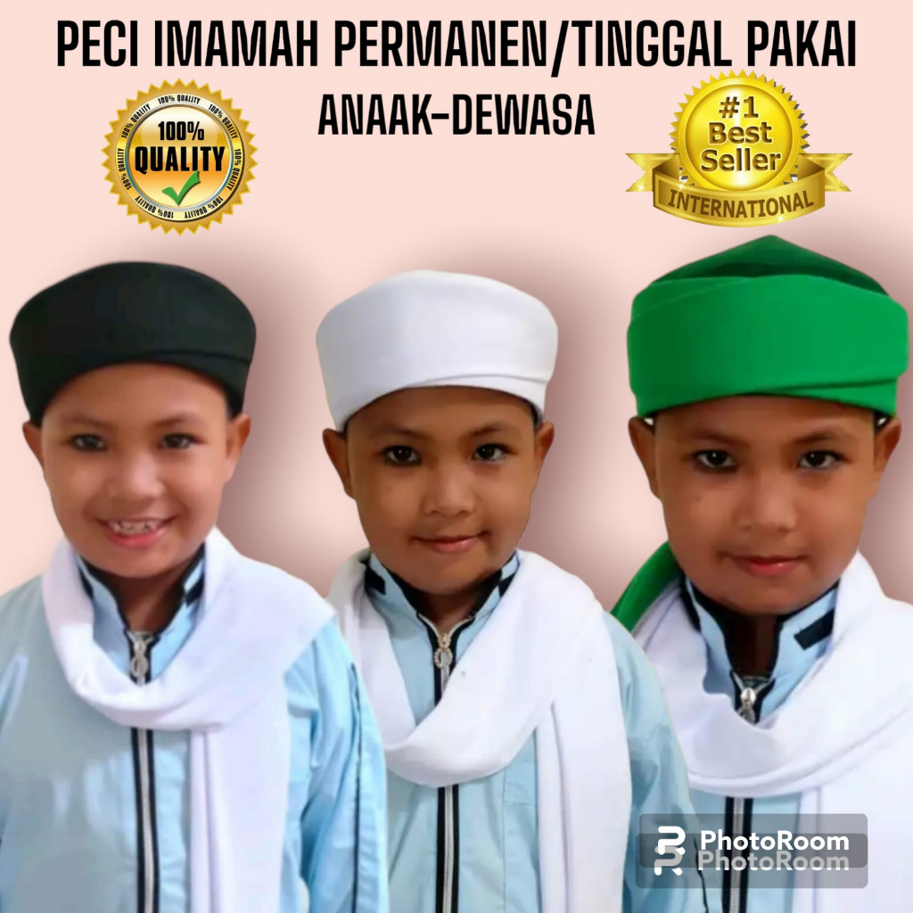 Peci Imamah Anak Permanen Sorban Imamah Permanen Peci Imamah Anak Laki Laki Panjang 1,5 meter