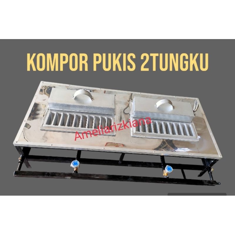 Kompor Pukis , pancong lumer 2 Tungku bahan stenlis +Cetakan Pukis Jumbo + Tutup