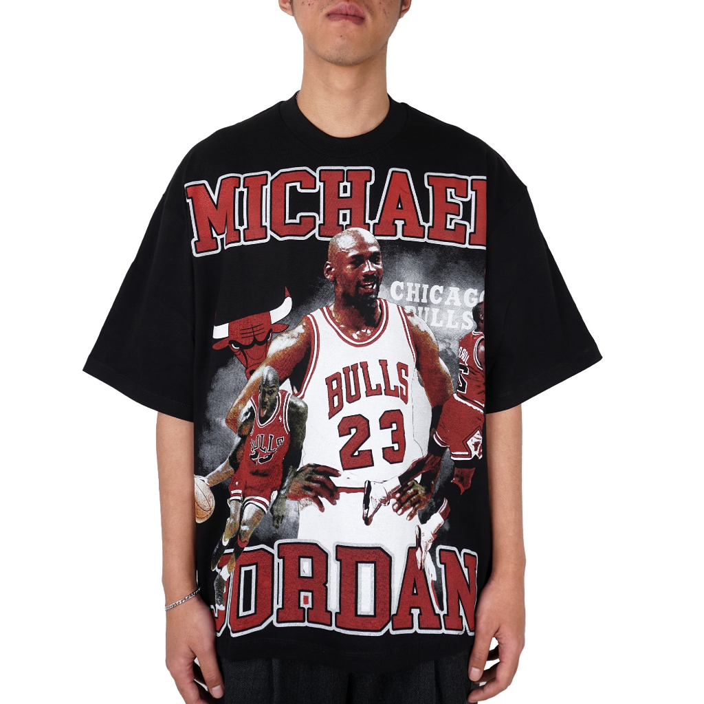 MICHAEL JORDAN CHICAGO BULLS BLACK OVERSIZED SHIRT // BAJU KAOS HITAM PRIA WANITA