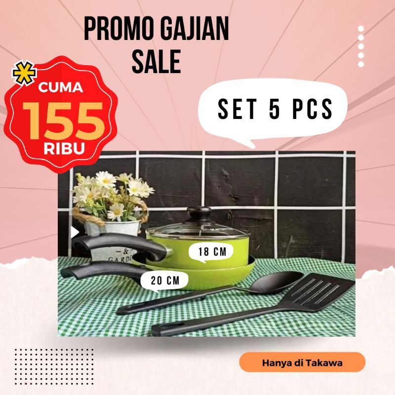 COOKWARE SET 5 PCS TAKAWA/COOKWARE SET ANTI LENGKET/COOKWARE SET SERBAGUNA