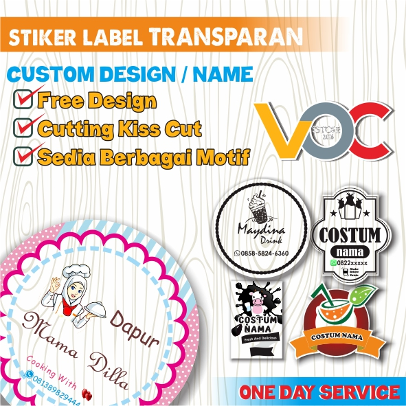 

BACA SEBELUM PESAN - Cetak Sticker TRANSPARAN glossy tahan air - stiker Label produk custom Murah FREE DESAIN