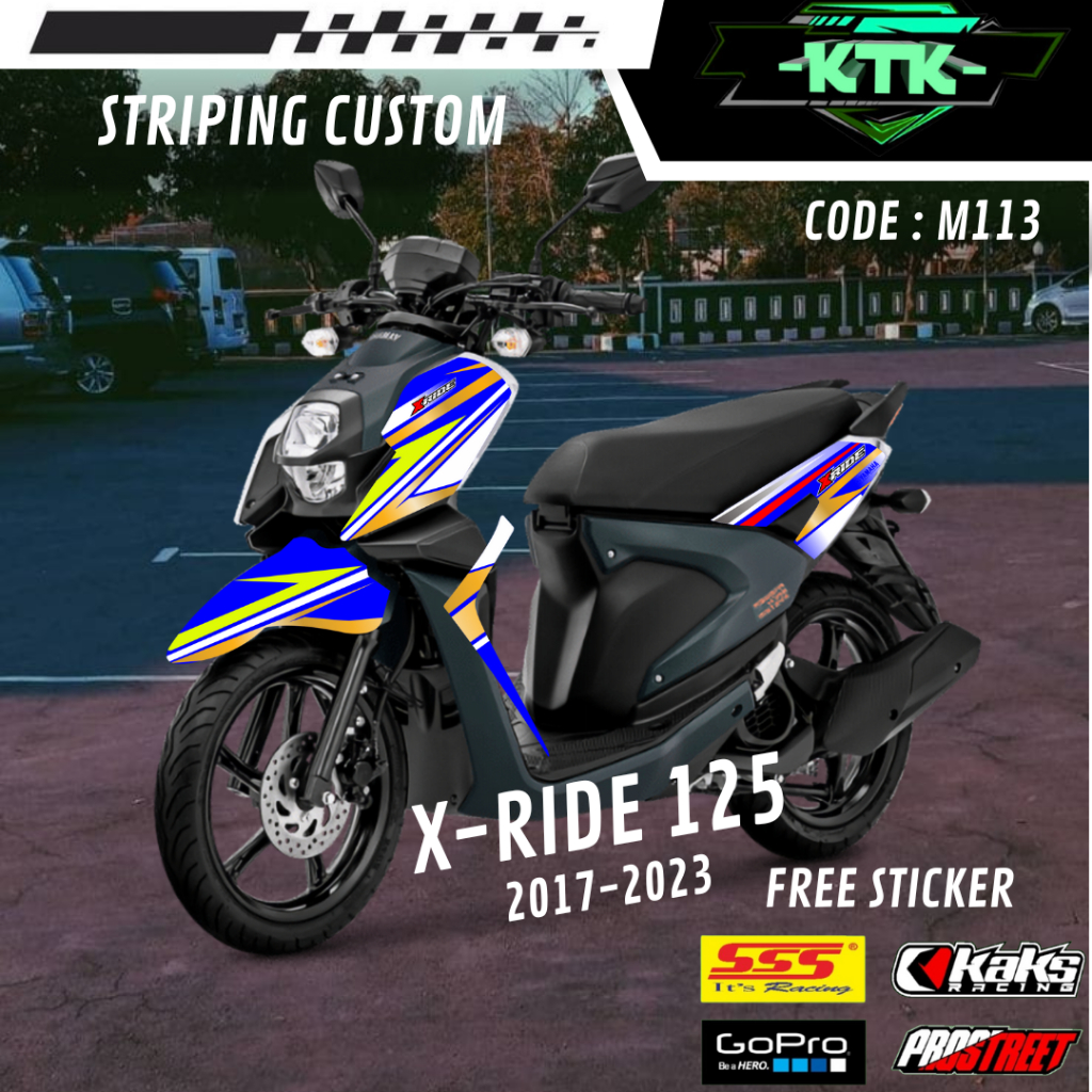 Lis Striping Sticker Variasi Aksesoris List Stiker Pelindung Body Logo Emblem Motor Yamaha X Ride X-