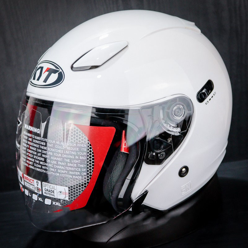 HELM KYT DJ MAXI SOLID  WHITE  DJMAXI DOUBLE VISOR