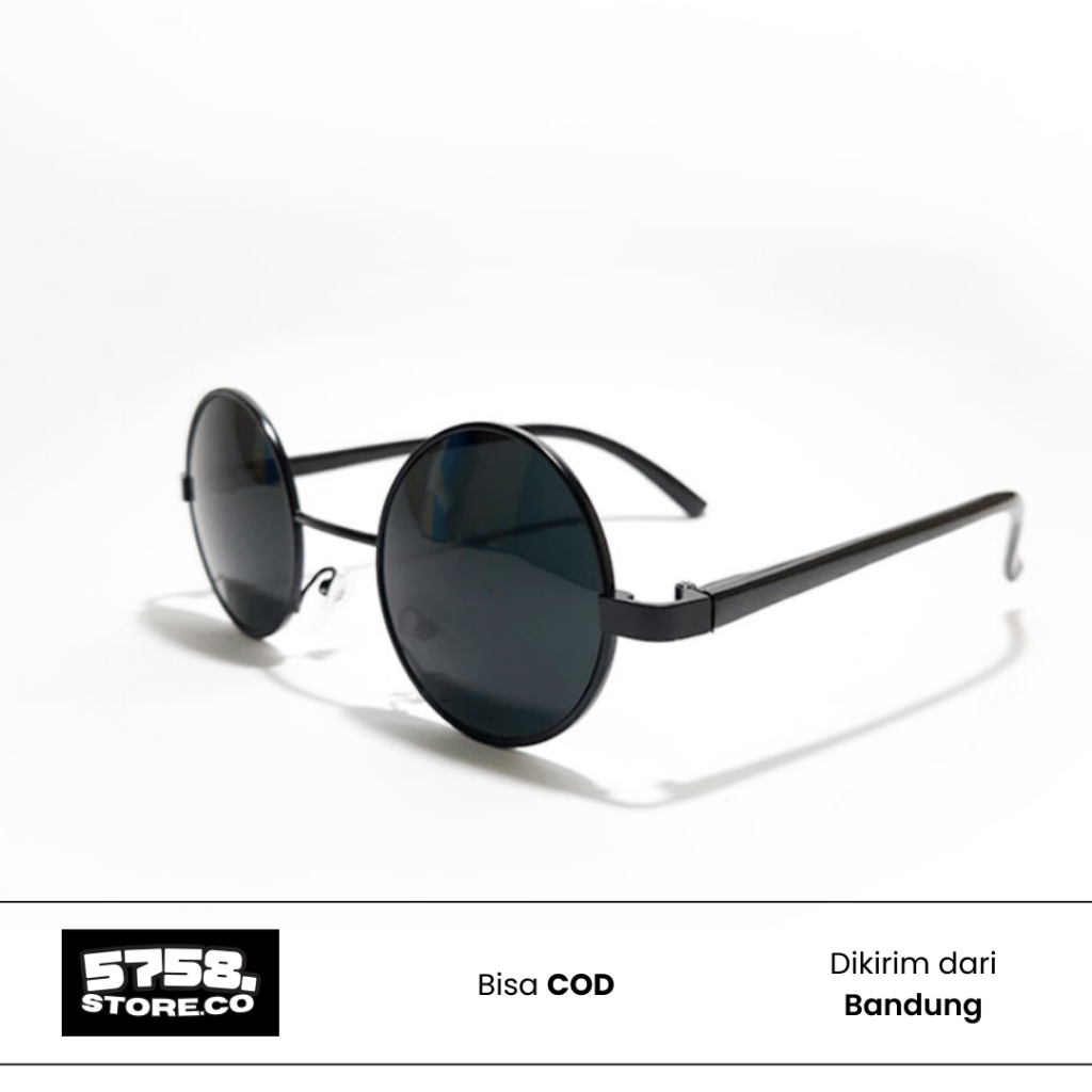 Kacamata Bulat Full Hitam - Kacamata Boboho Bulat hitam - Korea Fashion Style - Kacamata Gaya Wanita