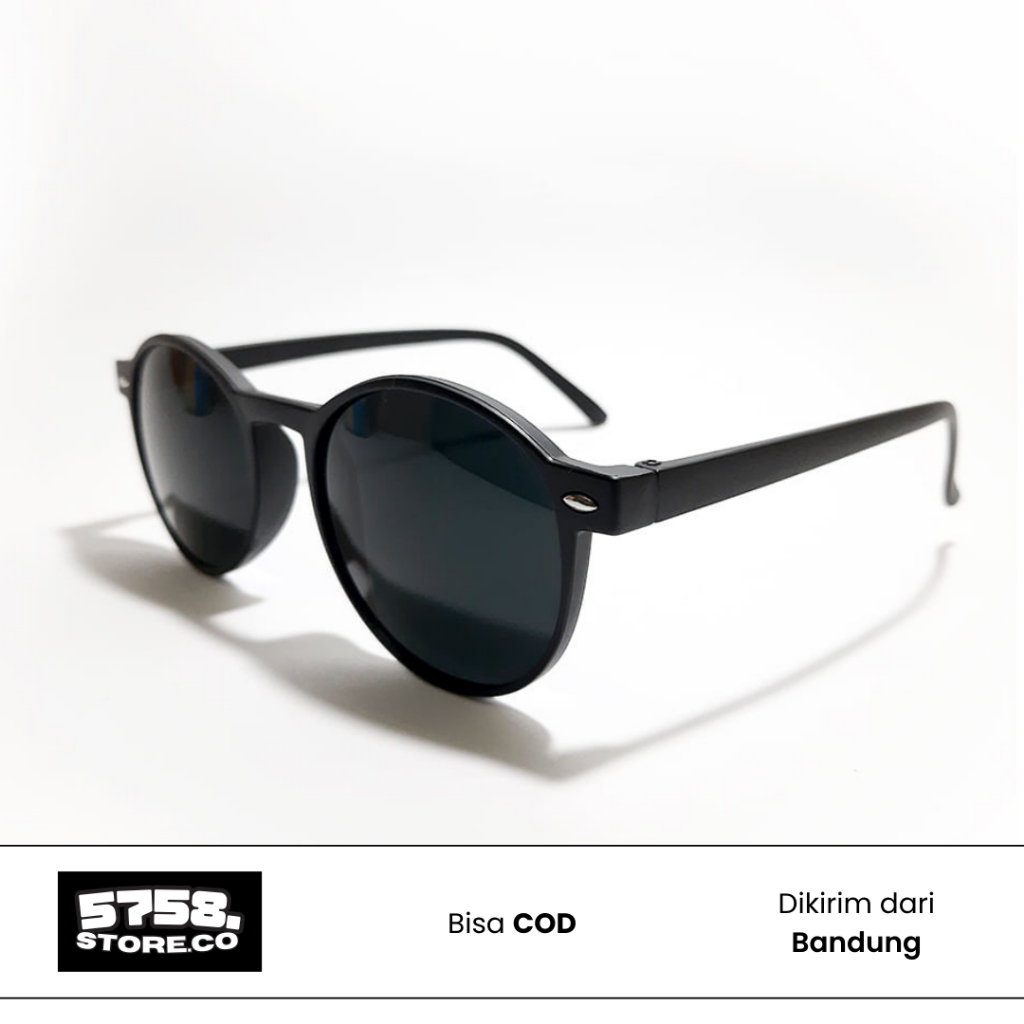 Kacamata Bulat Full Hitam - Kacamata Boboho Bulat hitam - Korea Fashion Style - Kacamata Gaya Wanita