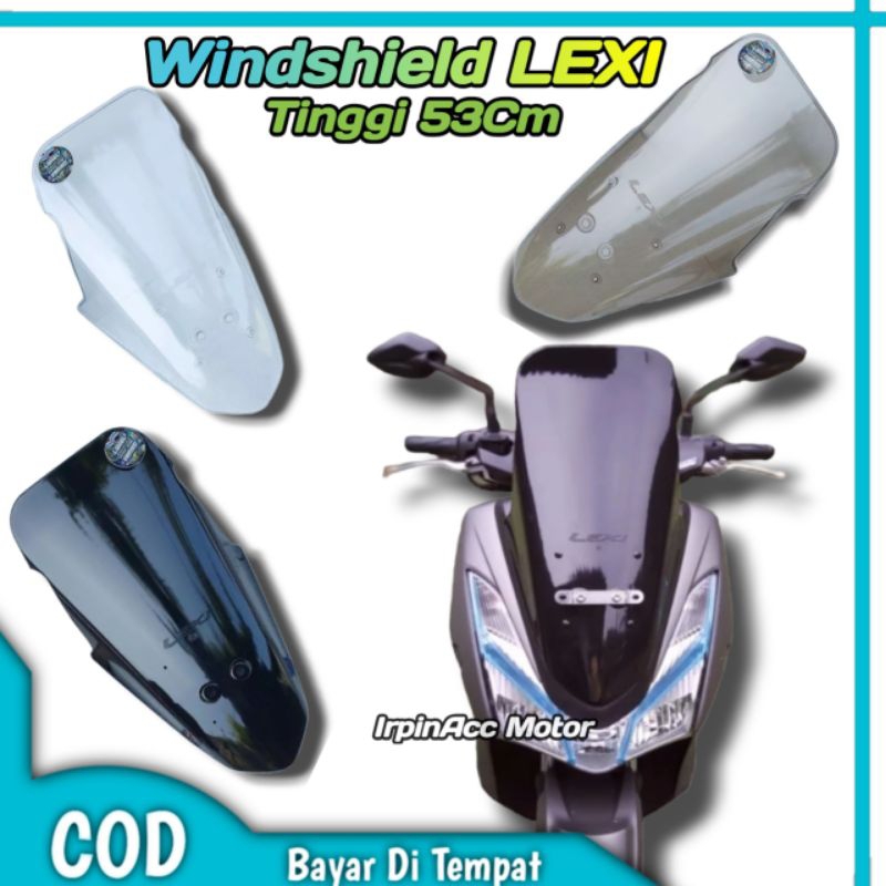 Windshield Lexi Tinggi Tameng Depan Yamaha Lexi Tinggi 53Cm Smoke Clear Hitam Pekat