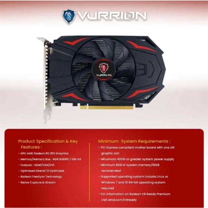 VGA CARD - VURRION R7 350 2GB GDDR5