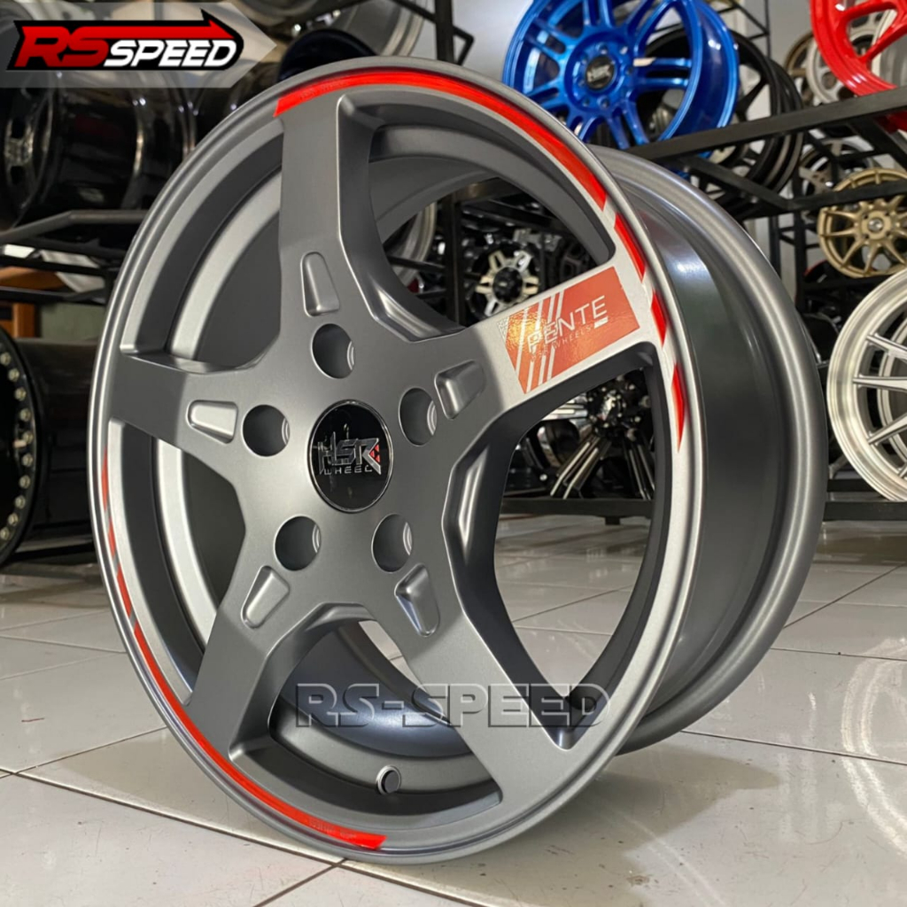 Velg HSR Pente Ring 15 Lobang 5 Pcd 5x114,3 Pelek Mobil Xpander Terios Bisa Di Ban Bridgestone 185 6