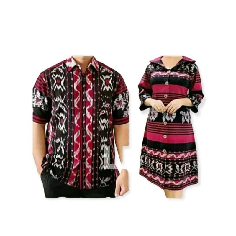 SET COUPLE DRES KEMEJA TENUN BLANKET MOTIF TERBARU, BAJU KONDANGAN, BAJU GEREJA
