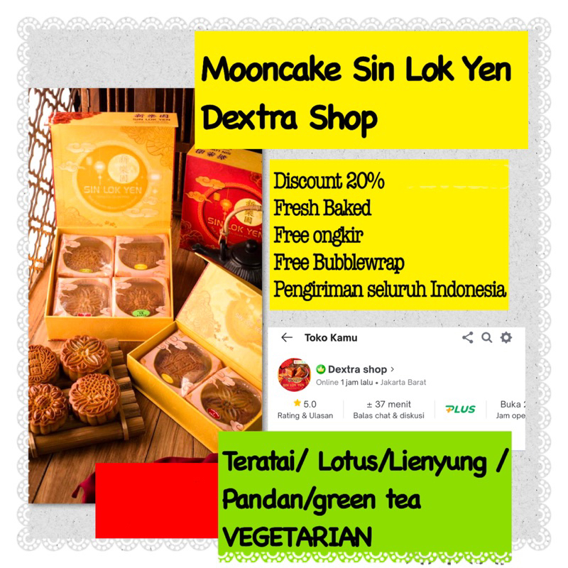 

kue bulan / Mooncake Sin lok Yen 2024 ORI DEXTRA Shop varian: ✳️VEGETARIAN✳️