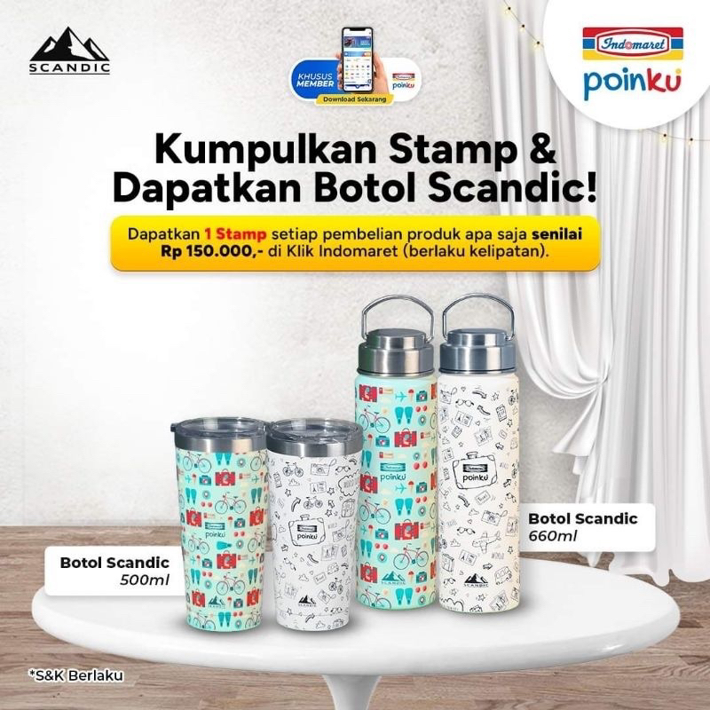 READY STOCK Tumbler Scandic Indomaret Point by Scandic 500 Ml - Putih