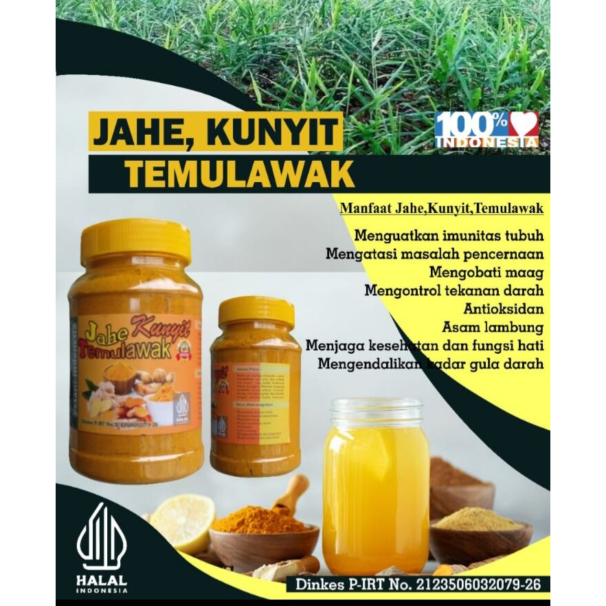 

Bubuk ASLI JAHE KUNYIT TEMULAWAK MURNI Tanpa GULA 100 Gram