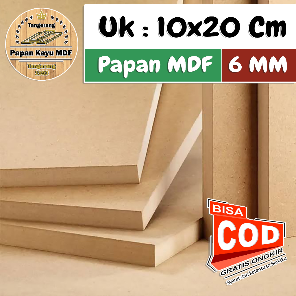 Kayu Papan MDF Ketebalan 6MM Ukuran 10x20cm MDF BOARD