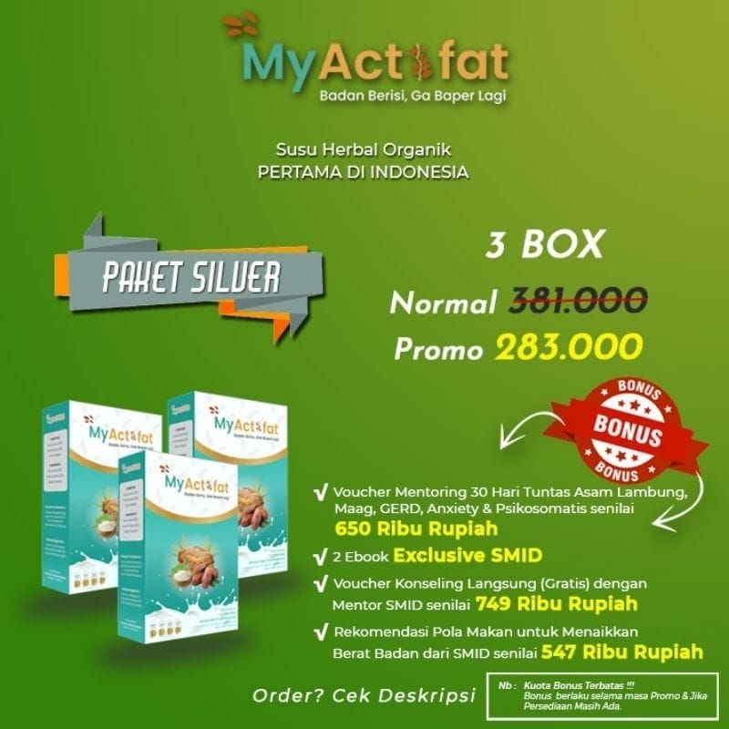 

Myactifat ( Paket Silver ) by SMID susu organik penambah berat badan dan penambah nafsu makan