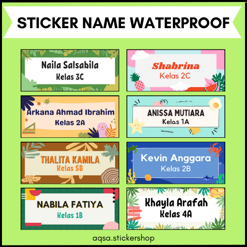 

Stiker Nama/ Sticker Label Nama Anak Waterproof Custom / Ukuran 7cm x 3cm