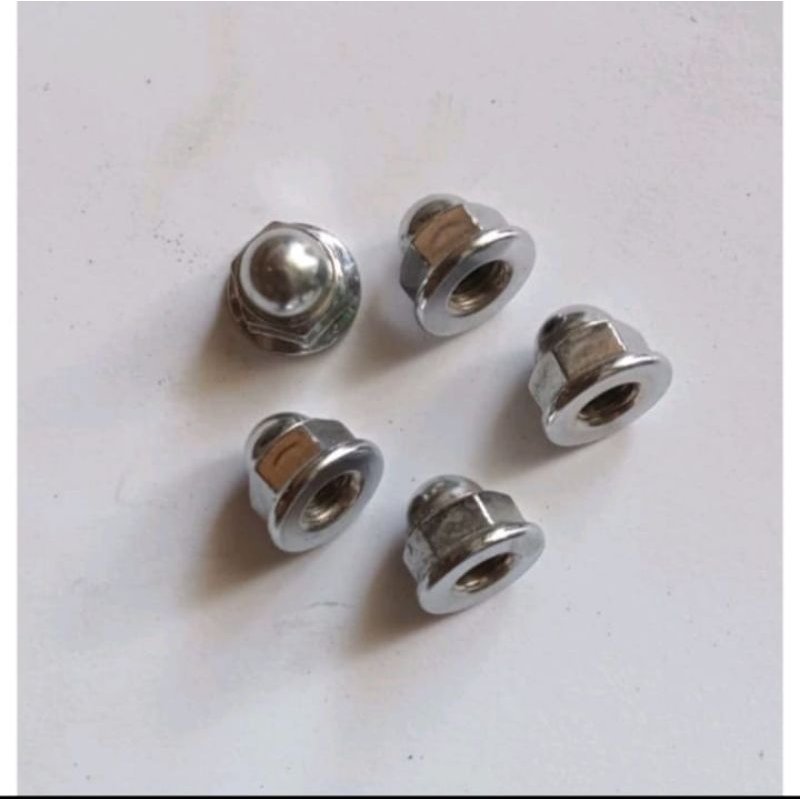 Mur head flange cup mur topi m6 (mur baut 10 ) nekel pendek 1pcs