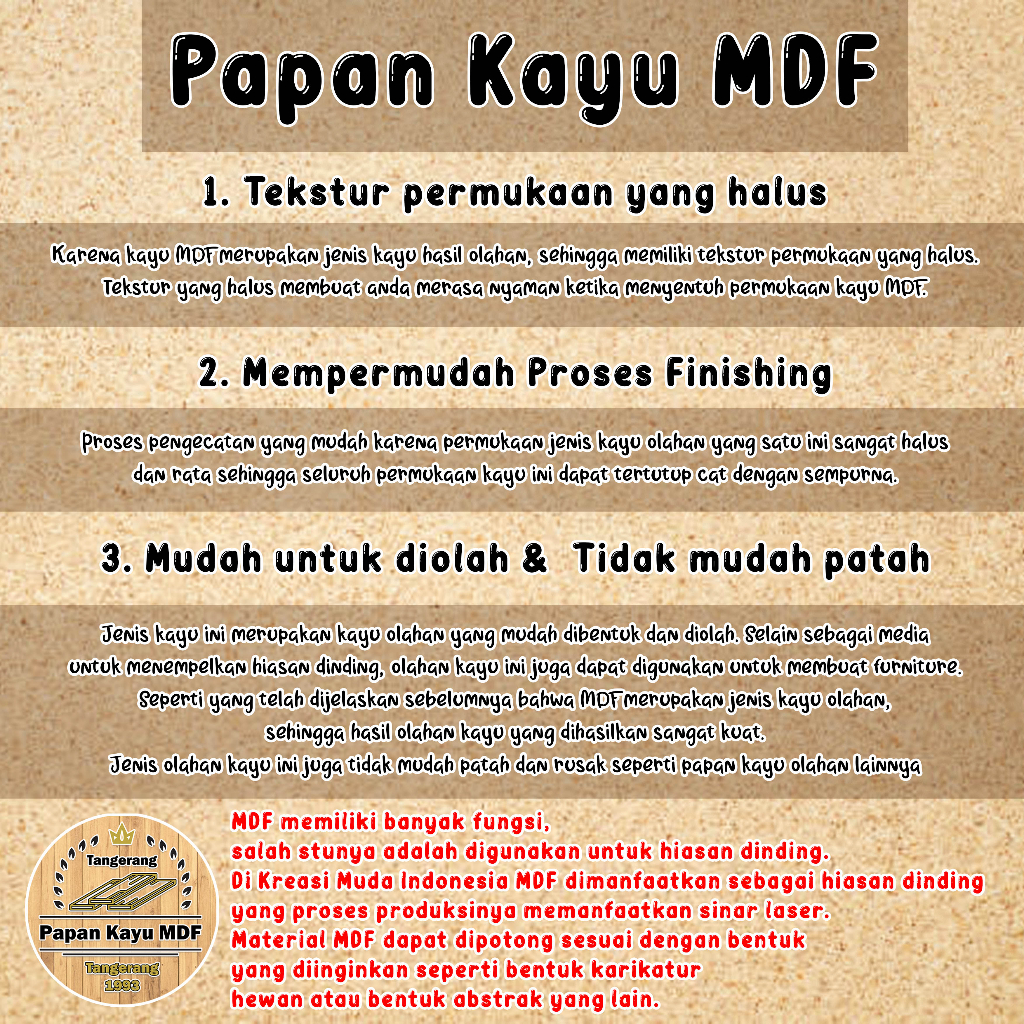 Kayu Papan Mdf Ketebalan 6Mm Ukuran 40X60Cm Mdf Board