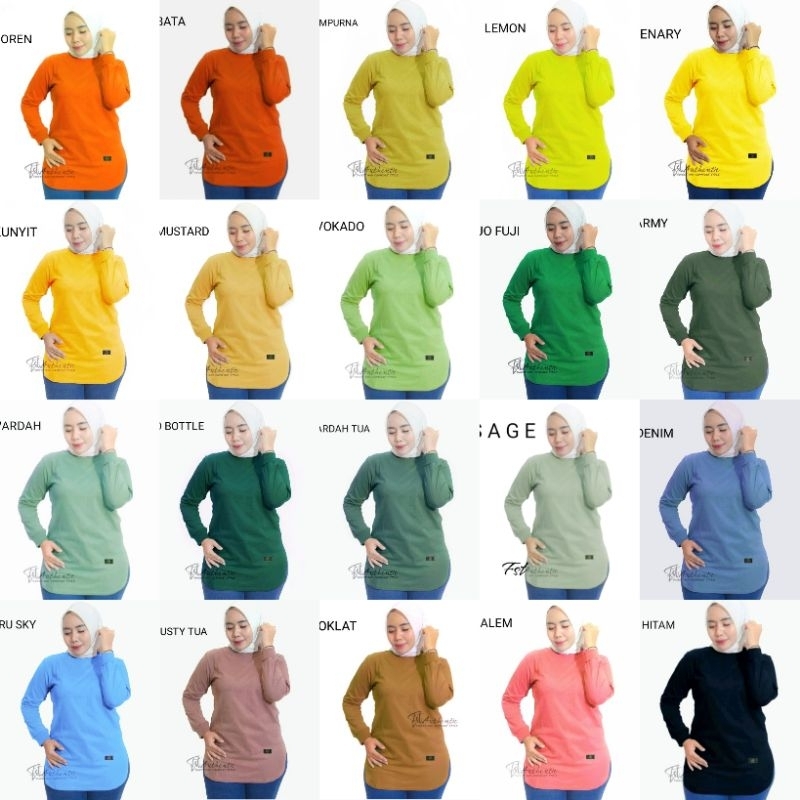 KAOS WANITA LENGAN PANJANG BAWAH OVAL/KAOS LENGAN PANJANG WANITA POLOS/KAOS WANITA MUSLIMAH/KAOS KAT