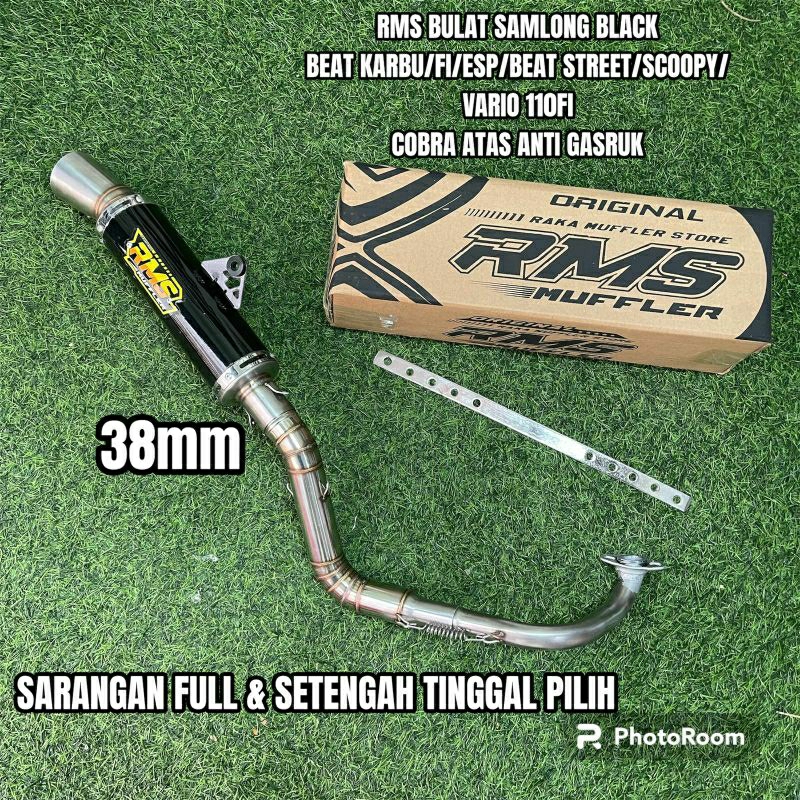 knalpot rms samlong beat karbu beat fi beat esp beat street scoppy vario 110fi bulat black inlet 38 
