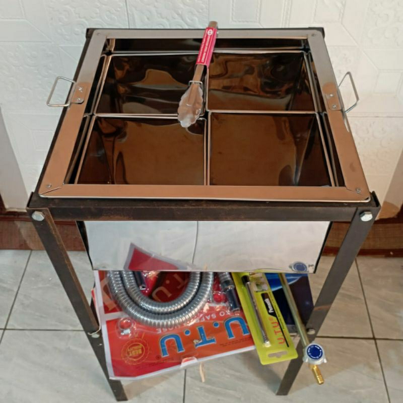 dandang odeng/dandang odeng sekat 4 loyang + 1 set meja besi lengkap