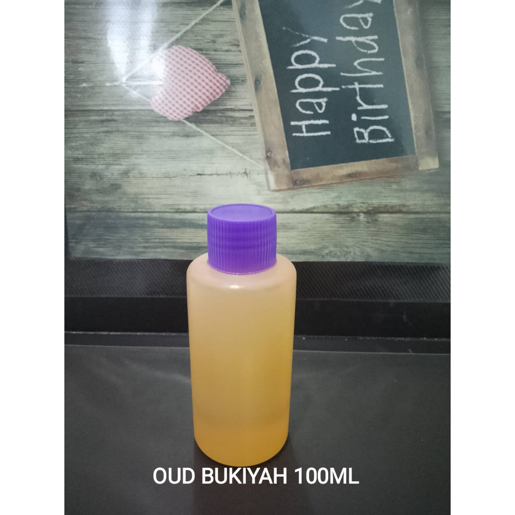 OUD BUKIYAH Bibit Parfum Non Alkohol 100ml Minyak Wangi Sholat Pria Wanita Refill Isi Ulang