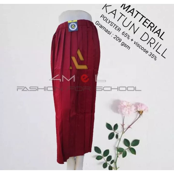 ROK MERAH SD  MODEL FULL REMPEL ROK RA SD BAHAN KATUN DRILL