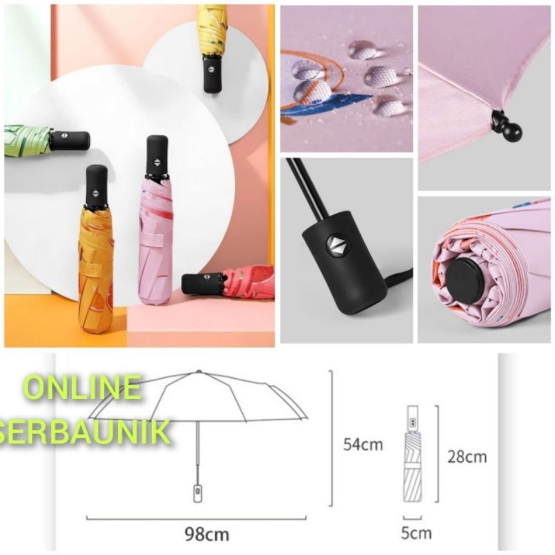 PAYUNG LIPAT OTOMATIS BUKA TUTUP MOTIF BUAH-PAYUNG OTOMATIS-PAYUNG LUCU-ANTI UV