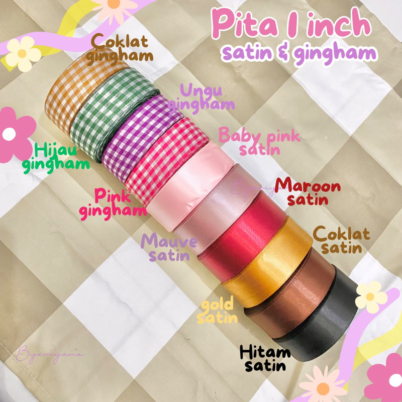 

PITA 1 INCH SATIN DAN GINGHAM KOTAK-KOTAK AESTHETIC PITA SALUR UNTUK HAMPERS KADO ULANG TAHUN WISUDA