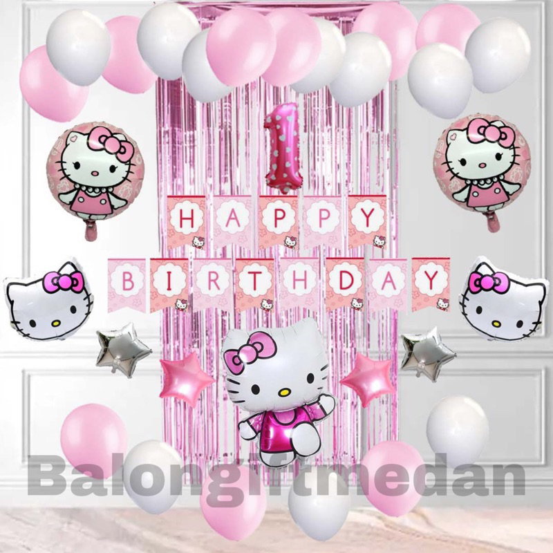 PAKET DEKOR ULANG TAHUN HELLO KITTY SIMPLE MURAH