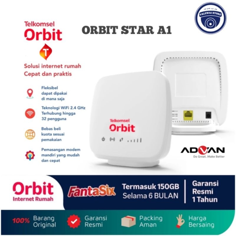 Modem wifi Orbit Star A1 Modem Router Modem Wifi 4G free kartu kuota 150gb Telkomsel from Advan