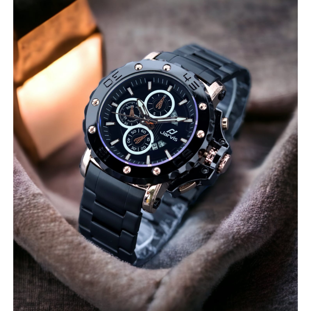 Grosiran Jam Tangan Pria Fashion Jarvis Stainless Steel Tanggal Aktif GW 9120 Free Box Dan Baterai