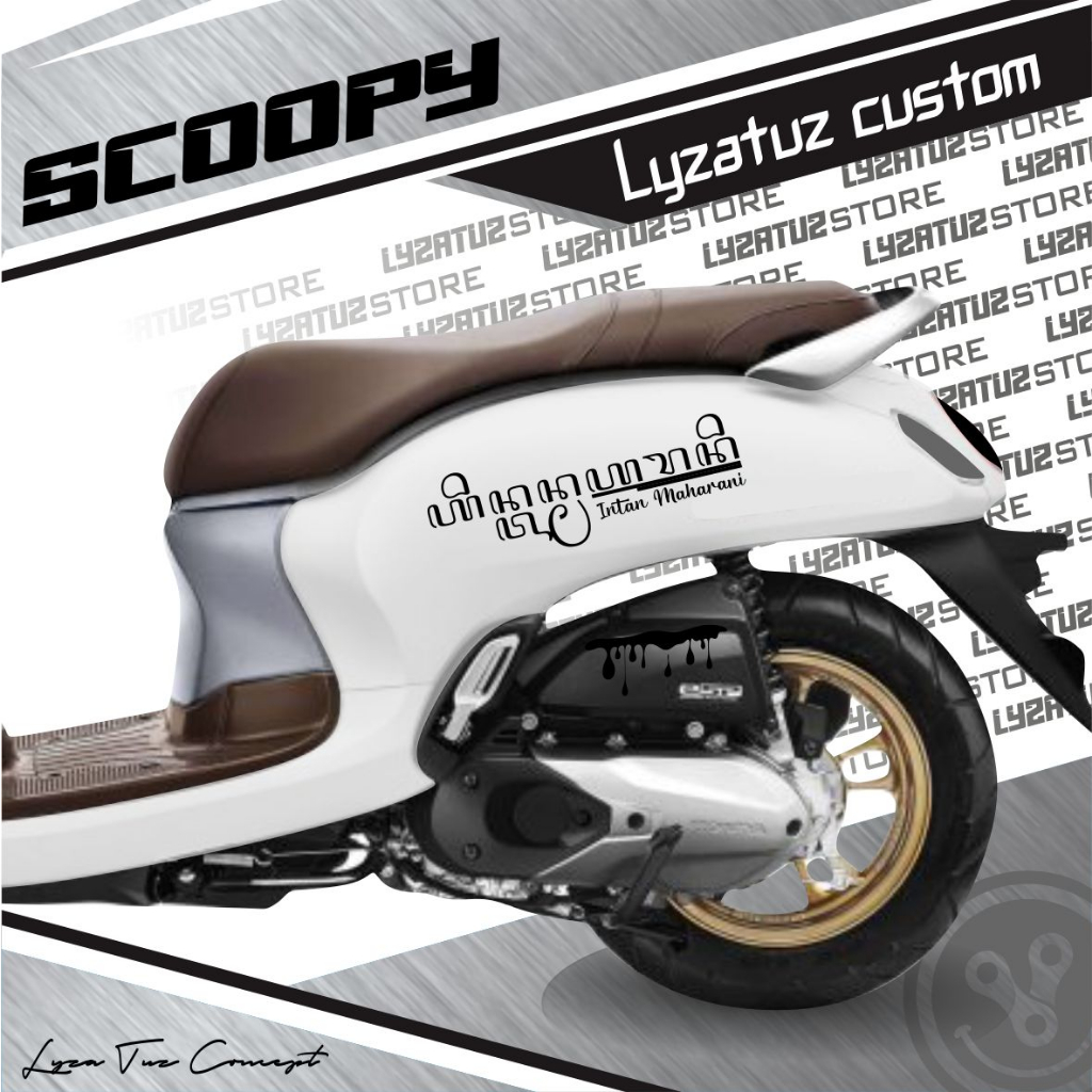 STICKER CUTTING Striping Scoopy CUSTOM NAMA TEKS AKSARA JAWA JEPANG KOREA THAILAND ARAB BODY VESPA S