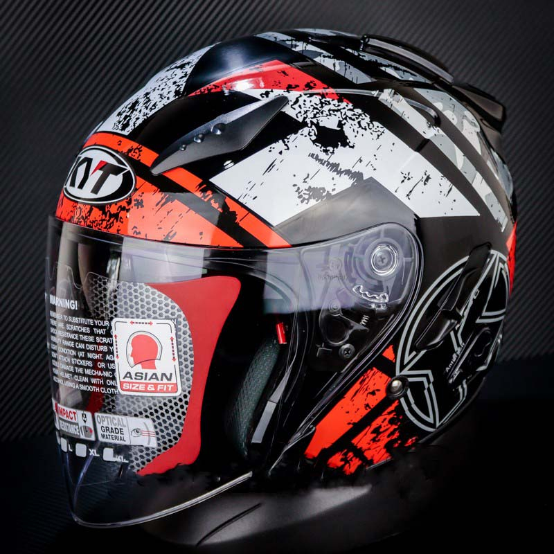 HELM KYT GALAXY SLIDE #5 FLAT R  BLACK RED FLUO  DOUBLE VISOR