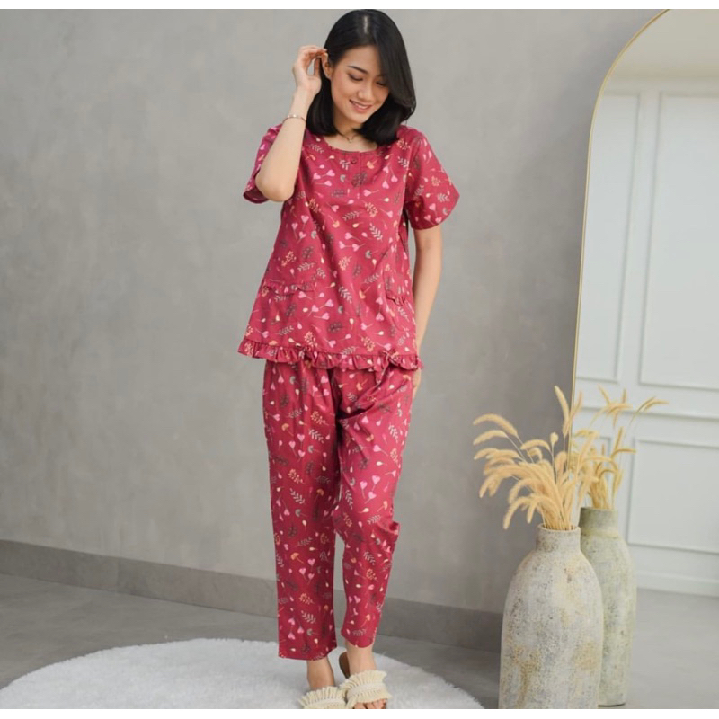 SUNLY CELANA PANJANG UK 24 BERLENGAN PENDEK , UK STANDAR BAJU TIDUR SUNLY