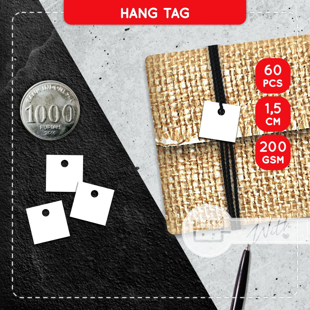 

Label Hang Tag Polos Putih Mini 200gsm 1,5cm produk Hampers Wrapping Packaging DIY Gift