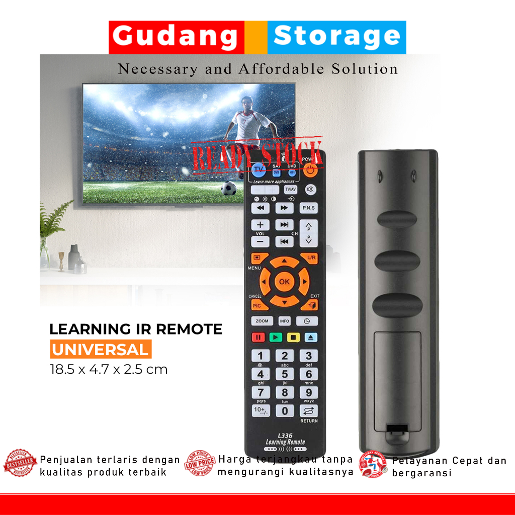[Gudang Storage Official] REMOT TV UNIVERSAL / Remot Universal Learning IR Remote - L336 Black