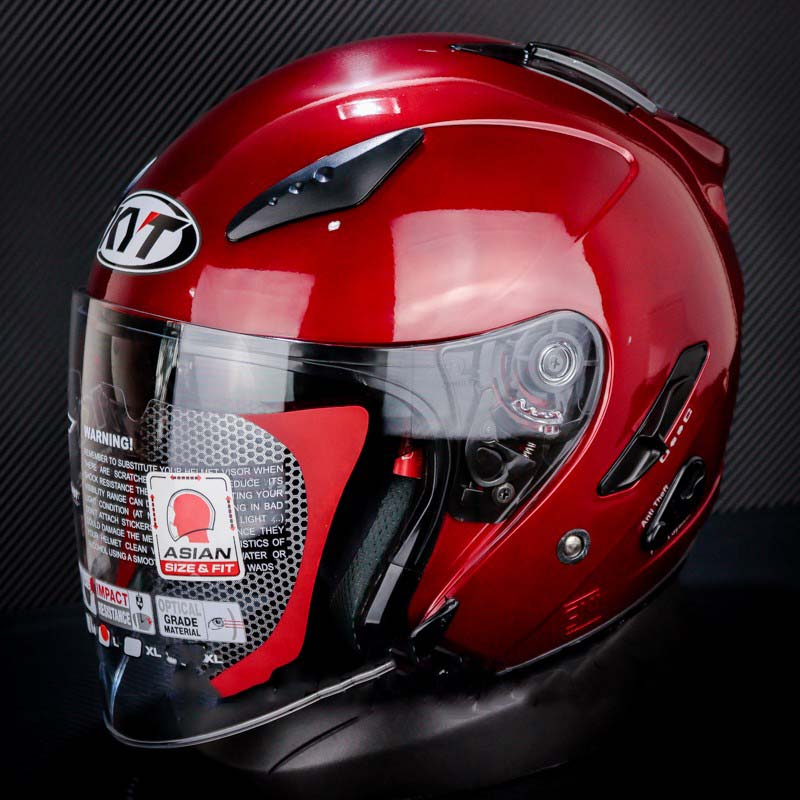 HELM KYT GALAXY SLIDE FLAT R  RED MAROON  SOLID DOUBEL VISOR