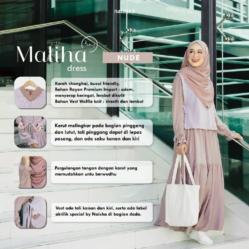 Gamis Maliha Dress Nude S AS XL