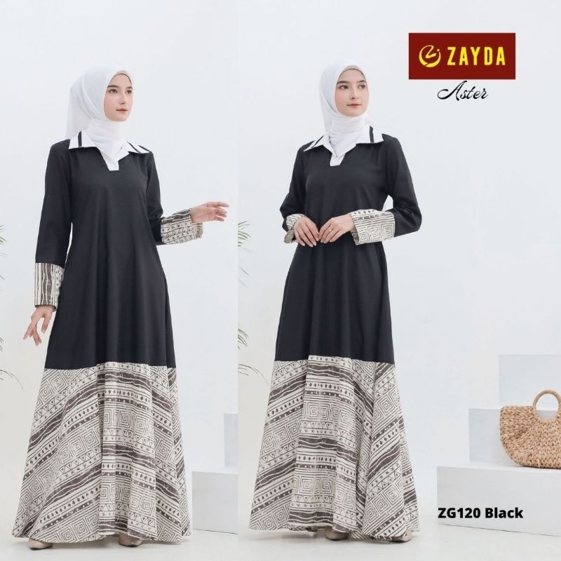 Gamis Zayda Aster Zg 120 Green Blue Black Terbaru 2023