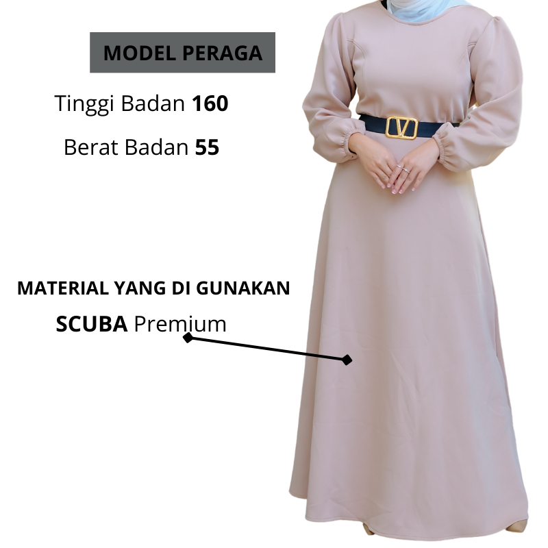 Gamis Panjang Scuba Premium Coklat Susu - Cocok untuk Acara Pesta dan Formal