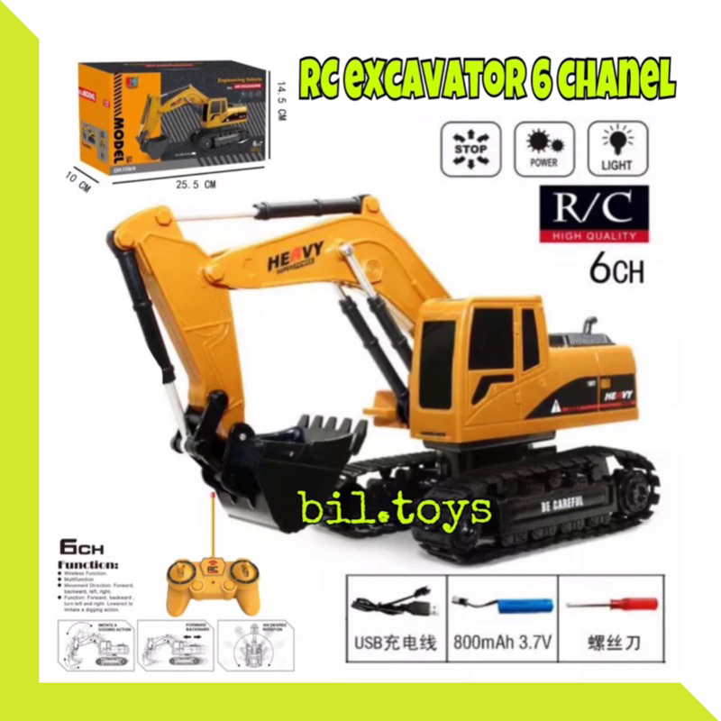 MAINAN ANAK HENGJIAN RC EXCAVATOR TRUCK KONSTRUKSI BEKO 360 REMOTE CONTROL 6CH 1:24 BATERAI CAS LITI