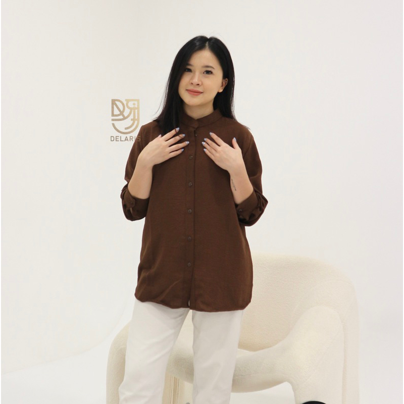 3sisters - Georgia Top Kemeja Blouse Wanita Casual Bahan Cringkle